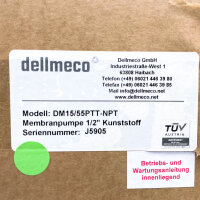Dellmeco DM15/55PTT-NPT, air-operated diaphragm pump, 1/2″, plastic, 8 bar, 55 l/min