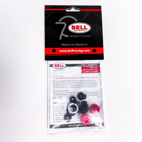 Bell Helmets 2020073 Pivot Kit, Red, for SE07 3/2 mm, SE077 & SE06 3 mm