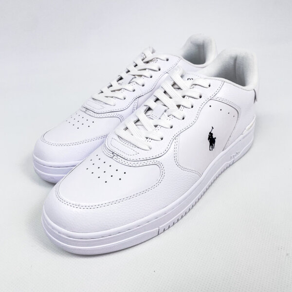 Polo Ralph Lauren Masters Court Leather Sneakers, Mens, Size 45, White/Black, 809891791