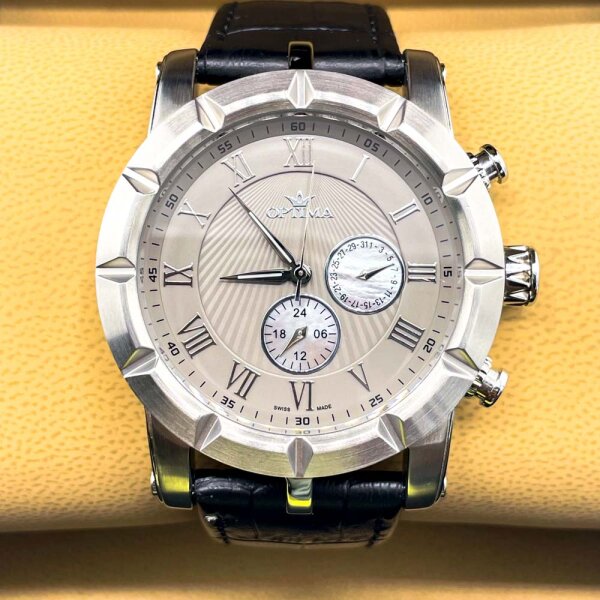 Optima OSC299 Quarzuhr, Herren, Taupe/Pearlmutt, Swiss Dual Time