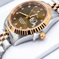 Jacques du Manoir Inspiration Elegance, Damen, 41 mm, Edelstahl, Bicolor, braunes Zifferblatt