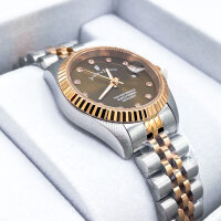 Jacques du Manoir Inspiration Elegance, Damen, 41 mm, Edelstahl, Bicolor, braunes Zifferblatt