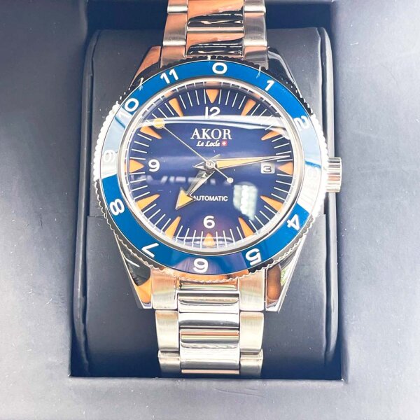 AKOR Le Locle WS Explorer Blue Automatic Watch, Mens, 41 mm, Stainless Steel, Blue, Full Set
