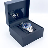 AKOR Le Locle WS Explorer Blue Automatic Watch, Mens, 41 mm, Stainless Steel, Blue, Full Set