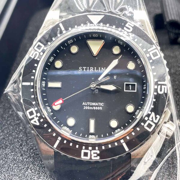 Stirling Timepieces Durrant Steel Automatic Watch, Mens, 42 mm, Stainless Steel, Rubber & Black Zulu Strap