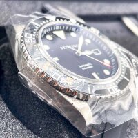Stirling Timepieces Durrant Steel Automatic Watch, Mens, 42 mm, Stainless Steel, Rubber & Black Zulu Strap