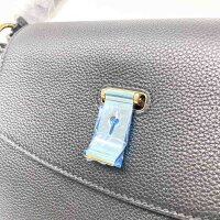 Bally Lock Me Top Handle Bag, grained leather, black, size 1, 6308514