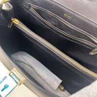 Bally Lock Me Top Handle Bag, grained leather, black, size 1, 6308514