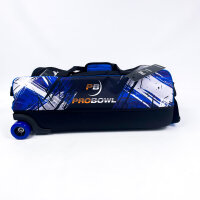 ProBowl PRBWL32011 Dye-Sub 3-Ball Tote, 24" x 8" x 11", Bowling Bag with Wheels, Blue