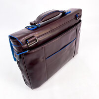 Piquadro Blue Square briefcase, leather, mahogany, 40 x 12 x 30 cm, RA 8964