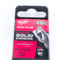 Milwaukee SDS-Plus MX4 Hammerbohrer, 8 × 100/165 mm, 4-Schneider,4932352022