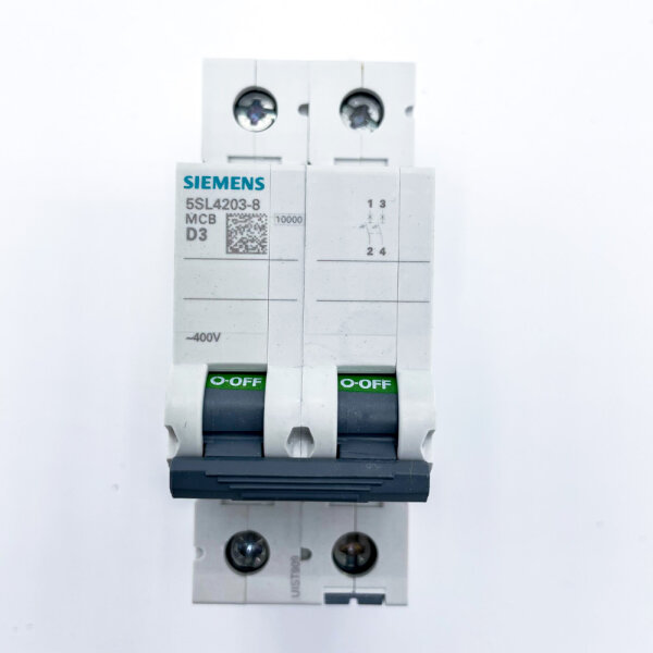 Siemens SENTRON 5SL4203-8 Leitungsschutzschalter, 400 V, 10 kA, 2-polig, D, 3 A