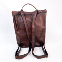 Nubuck Cuir Basic Anti-Diebstahl-Rucksack Unisex, Cognac/Schwarz, Leder, 15.404