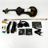 Pyle E-Violine 4/4, Massivholz, mit Kopfhörer, Bogen, Saiten, Audiokabel & Schulterstütze, PEGVLN33