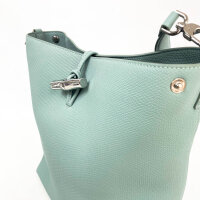 Longchamp Le Roseau M Shoulder Bag for Women, 10281HFP282, Celadon, Cowhide Leather, Blue, 17 x 11 x 21 cm