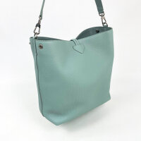 Longchamp Le Roseau M Shoulder Bag for Women, 10281HFP282, Celadon, Cowhide Leather, Blue, 17 x 11 x 21 cm