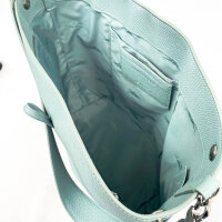 Longchamp Le Roseau M Shoulder Bag for Women, 10281HFP282, Celadon, Cowhide Leather, Blue, 17 x 11 x 21 cm