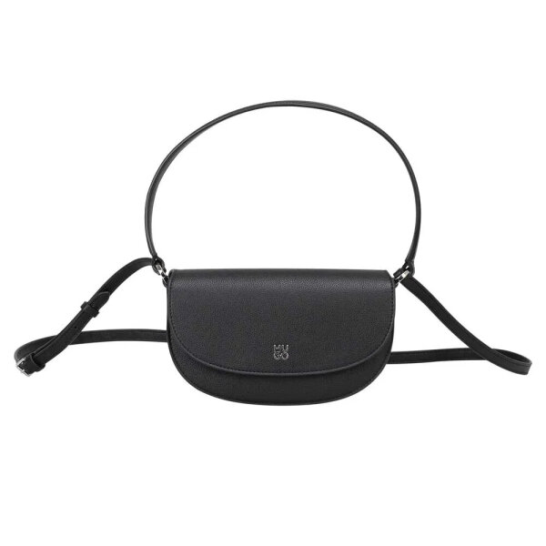 HUGO Chris 2.0 Saddle Shoulder Bag Womens Black Faux Leather 50546991