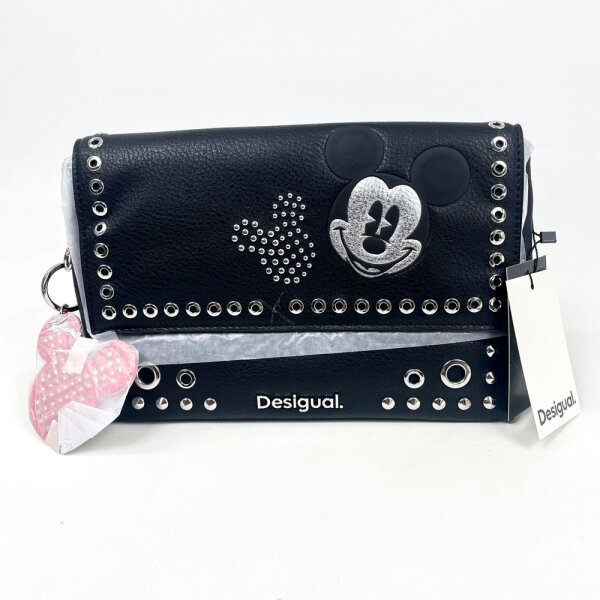 Desigual, 25SAXP74-2000, Shoulder bag, Mickey Rock Venecia 2.0, Womens, Black, Polyurethane, 24.99 x 11.99 x 15.01 cm