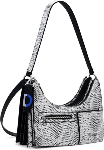 Desigual Delta Vega womens shoulder bag, black, polyurethane, 6 x 24 x 11.5 cm, 25WAXPB7-2000