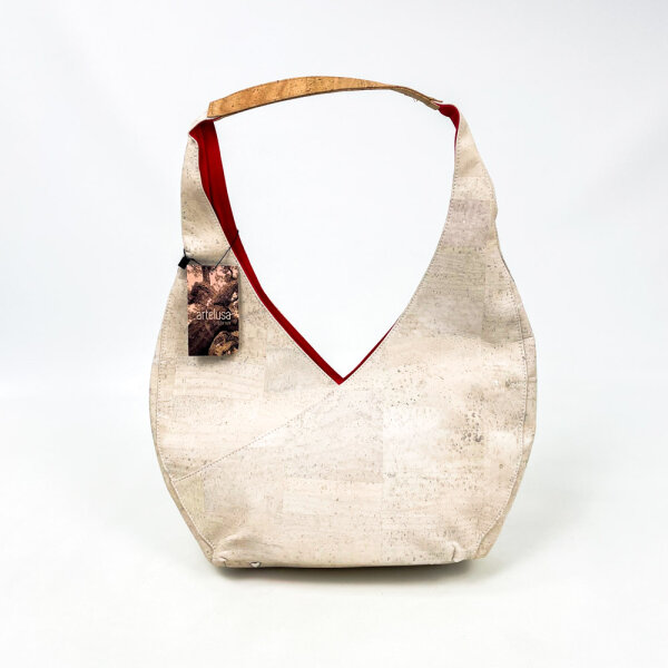 Artelusa Geometric Bag, Womens, White/Natural, Cork, 51.5 × 35 × 20 cm, 5012.12-B35