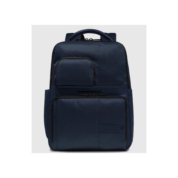 Piquadro Wollem Laptop Backpack for Men, 18L, Night Blue, Nylon/Leather, 14 inch, 40 x 31 x 11.5 cm, CA6238W129-BLU