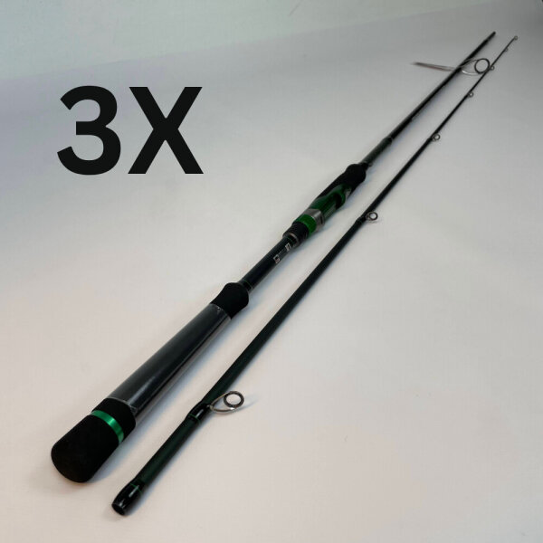 3x Cinnetic Armed Predator Series 240, Spinnrute, 2,40 m (8), Closed länge 124 cm Fast Action 10–50 g, 8577