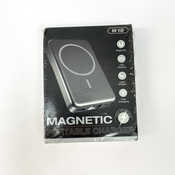 W18 Magnetische Powerbank, Tragbares Ladegerät, LED-Anzeige, Schnellladen, Magnetisch