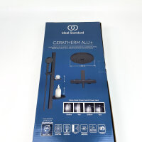 Ideal Standard Ceratherm Alu+ Brauseset mit Thermostat, Durchmesser 26 cm, 2 Strahlarten, Seide schwarz BD583XG