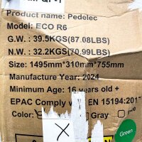 ECORUSH ECO R6 E-Bike, 250 W, 15,6 Ah, 25 km/h, 120 km Reichweite, ab 16 jahre, Olivgrün