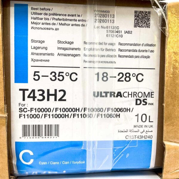 Epson UltraChrome, DS T43H240, ink cartridge, cyan, 10 l, compatible with SC-F10000/F11000 series, C13T43H240
