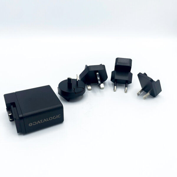 Datalogic 94ACC0383 Power Supply Adapter, USB-A, 4 Regional Plugs, Black