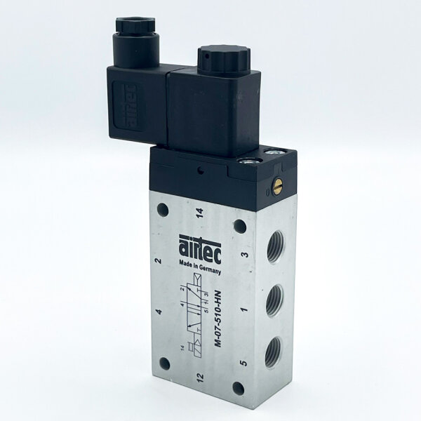 Airtec M-07-510-HN 5/2-way solenoid valve, 24 V, 10 bar, coil 23-SP-011-412