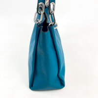 Michael Kors Trisha Large Triple Gusset Shoulder Bag for Women, Blue, Grained Leather