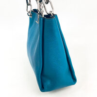 Michael Kors Trisha Large Triple Gusset Shoulder Bag for Women, Blue, Grained Leather