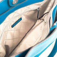 Michael Kors Trisha Large Triple Gusset Shoulder Bag for Women, Blue, Grained Leather