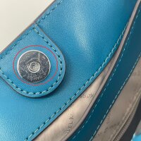 Michael Kors Trisha Large Triple Gusset Shoulder Bag for Women, Blue, Grained Leather