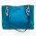 Michael Kors Trisha Large Triple Gusset Shoulder Bag for Women, Blue, Grained Leather