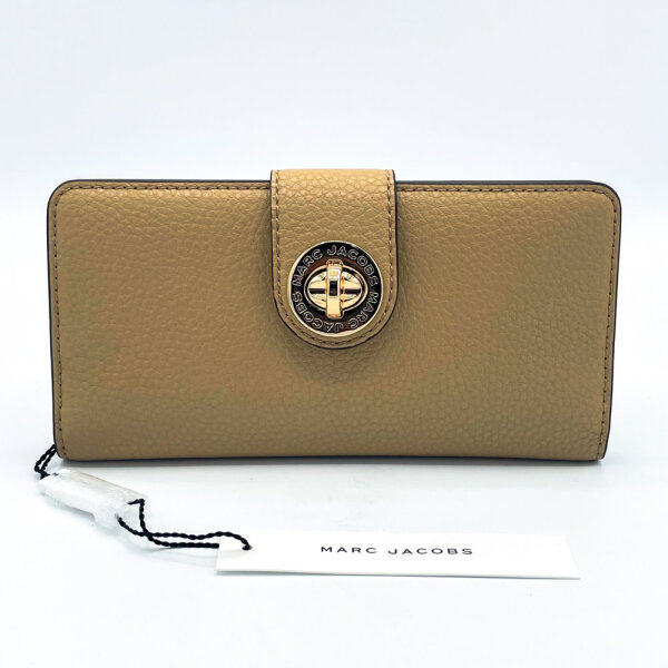 Marc Jacobs Turn Lock Continental Wallet Damen, Iced Coffee, genarbtes Leder, 4F4SMP011S01