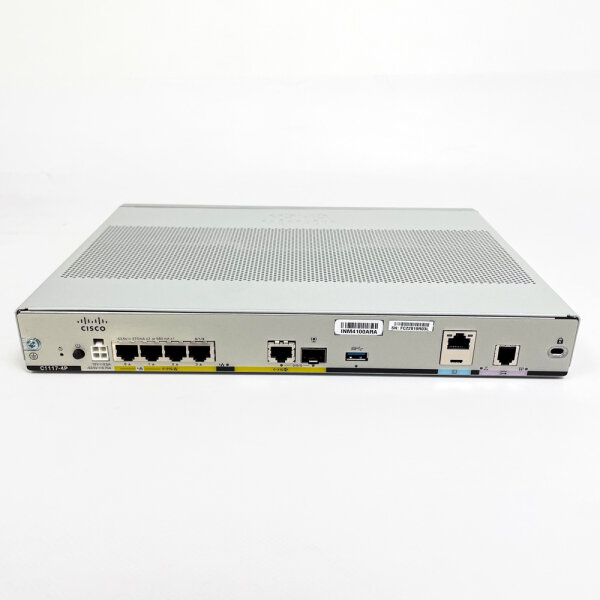Cisco C1117-4P, ISR 1100 Router, 4× Gigabit-Ethernet, VA-DSL Anhang A/M, GE-WAN, Silber