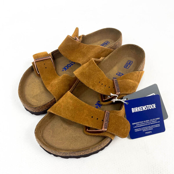 Birkenstock Arizona Eva Pantolette Unisex EU 38 Beige Veloursleder 1009526