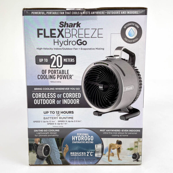 SHARK FA050EU FlexBreeze Go Pedestal Fan, Grey Table Fan, Battery Operated for Flexibility