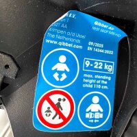Qibbel Air Q900 rear-mounted child bike seat, luggage rack attachment, black, up to 22 kg, 90 x 30 x 46 cm
