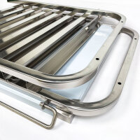 Royal Catering Stikkenwagen, Edelstahl, 7 Einschübe + Ablage, Tabletts 40x60 cm, Längseinschub, 90 kg, 2 Sicherheitsbügel