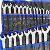 BGS Open-End/Ring Wrench Set, Inch Sizes (Pocket Fabric Torn) 1/4" - 1 1/4" 25-Piece Set - 9473