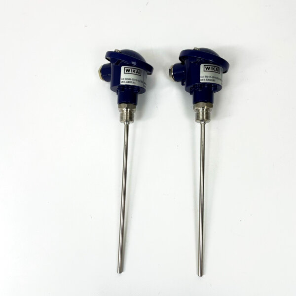 2x WIKA TP1-6-200, Temperaturfühler, 1x PT100 IEC 751, E52-EP6-200-T2-CG1/2G-B