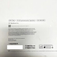 Apple, A3112, MacBook Pro 14,2 Zoll, M4, 16 GB/512 GB, 10-Core GPU, QWERTZ, macOS, 100% Akkuzustand, mit Ladegerät