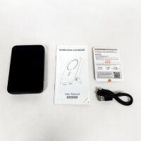 Eissix W16, kabelloses tragbares Ladegerät, Powerbank, 12.000 mAh, Schwarz