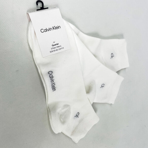 Calvin Klein Mens Short Socks, 3-Pack, EU 43–46, White, Cotton, 701234209