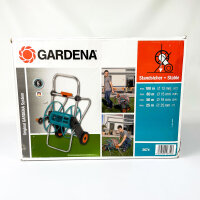 Gardena 2674, metal hose reel 100, robust, coated hose drum, angled connection, drip stop, hand crank